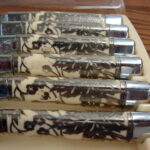 Vintage Set/6 Briddel Carvel Hall Silver Overlay Steak Knives in Box - Image 4