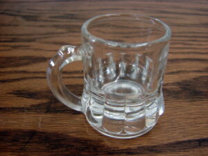 Marked Vintage Federal Glass Co. Miniature Beer Mug Shaped Shot Glass