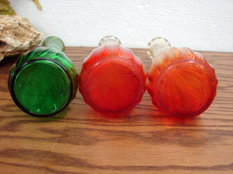 Set/3 Vintage Jeanette Hooser Glass 9&#8243; Long Stem Bud Vases Amberina Emerald, Moose-R-Us.Com Antiques Collectibles Log Cabin Decor