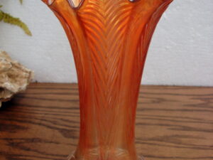 Vintage Carnival Glass Marigold Feather Swung Northwoods Vase 8 1/2"