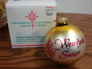 Vintage Bronner&#8217;s Blown Glass Christmas Ornament Pizza Slice, Moose-R-Us.Com Log Cabin Decor