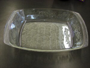 Retired Princess House Fantasia Raised Relief Frosted Crystal Poinsettia Large Rectangular Serving Dish