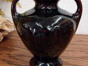 Antique Rockingham Bennington Double Handle High Glass Glaze Vase