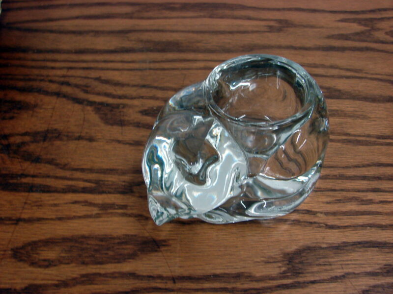 Vintage Crystal Heavy Glass Curled Cat Votive Tealight Candle Holder, Moose-R-Us.Com Antiques Collectibles Log Cabin Decor