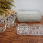 Vintage Anchor Hocking Anchorglass Serva Snack Bubbles Snack Set 16 pcs