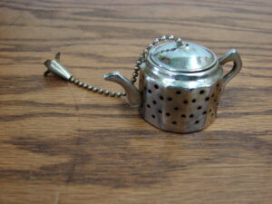 Vintage Metal Miniature Teapot Tea Infuser Strainer on Chain