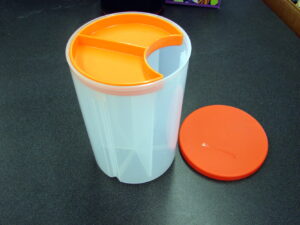 NOS Tupperware Orange 3 in 1 Divided Canister #5878