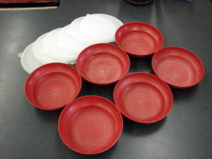 Vintage Tupperware Set/6 Cereal Salad Bowls w/ Lids #155 Red