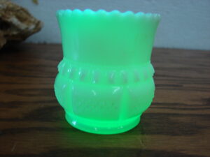 Vintage Green Uranium Custard Toothpick Holder as is
