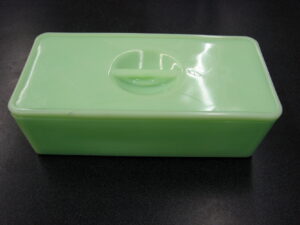 Vintage Green Jadeite Jeanette Glass Refrigerator Dish w/ Lid