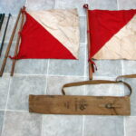 US WW1 Army Signal Corps Flag Kit Set Khaki Canvas Bag Vtg Authentic Original