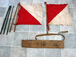 US WW1 Army Signal Corps Flag Kit Set Khaki Canvas Bag Vtg Authentic Original