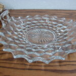 Vintage Crystal Fostoria American Cube Cubist Muffin Tidbit Rolled Edge Tray