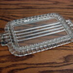Vintage Anchor Hocking Ribbed Tab Handle One Pound Butter Dish Bottom Only