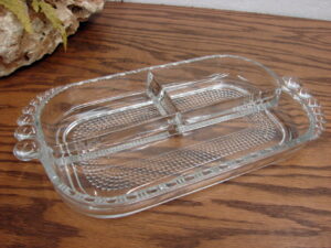 Vintage Crystal Glass Duncan Miller 3 Part Teardrop Relish Tray 12"
