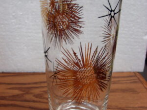 Set/6 Vintage Federal Glass Co. Gold Black Atomic Starburst 7" Glasses