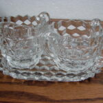 Vintage Cubist Fostoria American Clear Cubist Creamer Sugar on Tray - Image 2