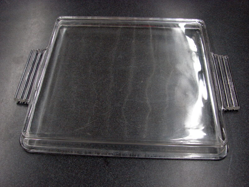 Vintage Heavy Glass Square Lid Deco Handles 11 3/4 x 10 3/4 x 1 1/4&#8243;, Moose-R-Us.Com Antiques Collectibles Log Cabin Decor