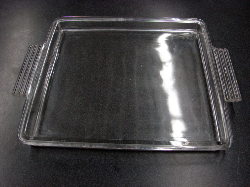 Vintage Heavy Glass Square Lid Deco Handles 11 3/4 x 10 3/4 x 1 1/4&#8243;, Moose-R-Us.Com Antiques Collectibles Log Cabin Decor