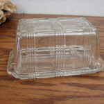 Vintage Hazel Atlas Criss Cross Style One Pound Butter Dish Complete