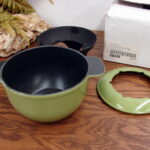 Ikea Cast Iron Fondue Pot Set New in Box Made in France Avocado Green - Image 2