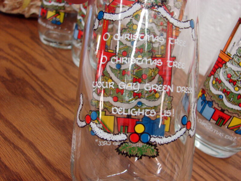 Set/5 Pepsi Collector Series 1984 O&#8217; Christmas Tree Drinking Glasses, Moose-R-Us.Com Log Cabin Decor
