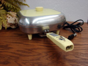 Vintage Yellow Chrome Electric Sunbeam Skillet Frying Pan Complete Tested