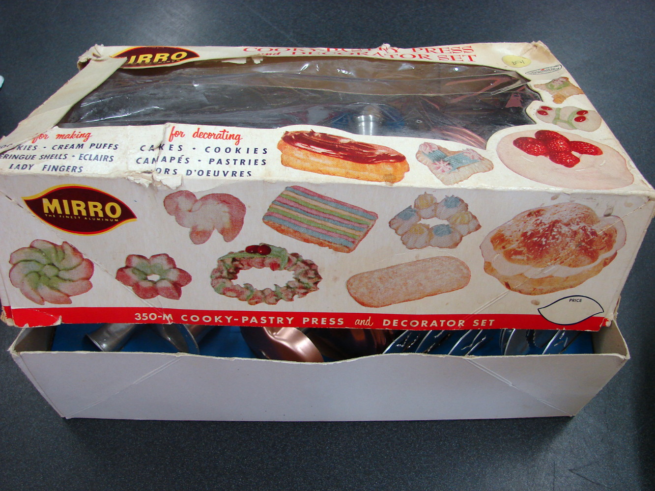 Complete Deluxe Kit Vintage Mirro #350-M Cookie Cooky Press Copper Accents with Decorating Kit - Image 2