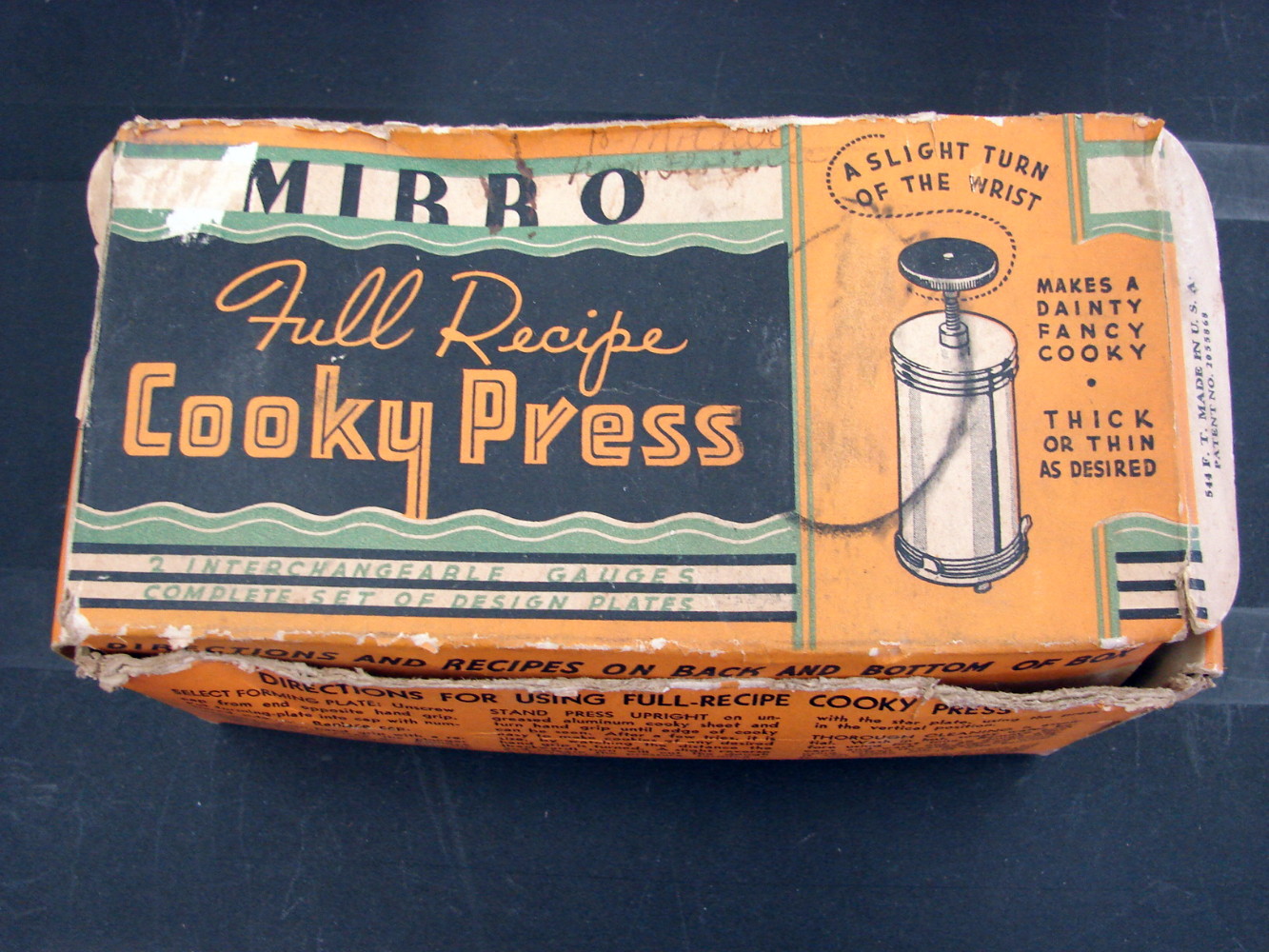Vintage Original Mirro Full Recipe Cookie Cooky Press Original Box Thickness Levels - Image 2
