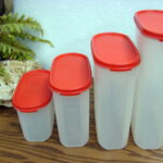 Vintage Tupperware Set/4 Modular Mates Orange/Red Lids 1612 1613 1614 1615 - Image 2