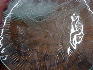 Set/8 Plates 7 1/2" Clear Glass Embossed Arcoroc made in France Canterbury Design