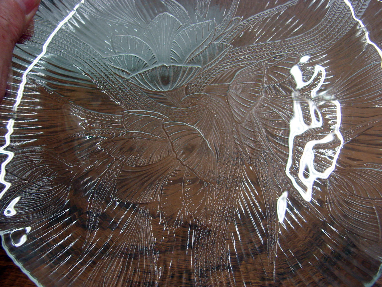 Set/8 Plates 7 1/2" Clear Glass Embossed Arcoroc made in France Canterbury Design