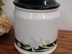 Vintage Fairfield by Vanessa Black Iris Canister 8 x 6" China Lidded Storage
