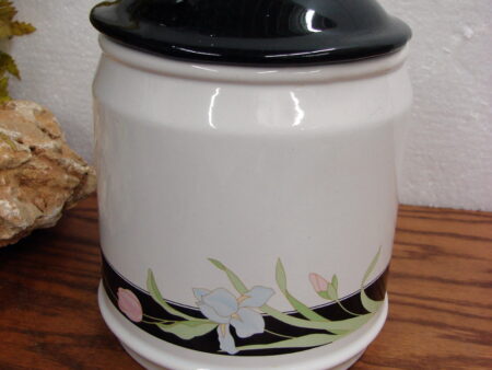 Vintage Fairfield by Vanessa Black Iris Canister 8 x 6" China Lidded Storage