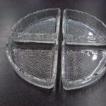 Set/4 Vintage EAPG Bubbles Tidbit Lazy Susan Dip Tray Glass