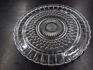 Vintage Federal Glass Sunflower Hobnail Cake Plate Serving Platter Clear Footed