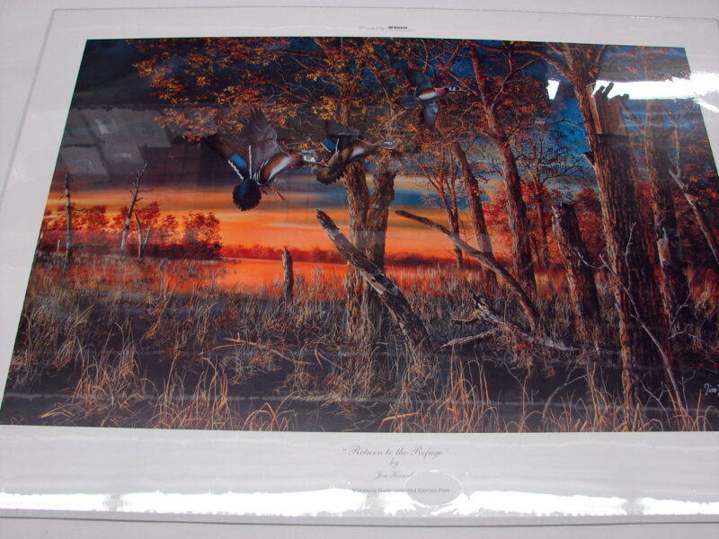 NOS Print Jim Hansel Return to Refuge Wood Duck Ducks Unlimited Sponsor 2000, Moose-R-Us.Com Log Cabin Decor