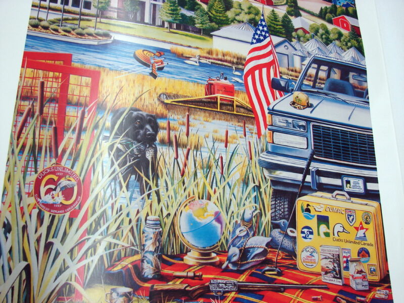 NOS Print Jennine Hough Moving Forward 60 Yrs Ducks Unlimited Wetland Conservation, Moose-R-Us.Com Log Cabin Decor