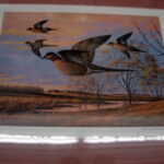 NOS Print JS Wilson Mourning Doves Autumn Field Homestead