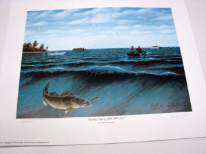 NOS Print Les Kouba Bud Grant Opening Day on Lake Mille Lacs 1860/5000