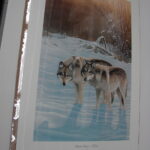 NOS Print Thomas Moen Winter Silence Wolves Pair of Two Wolf