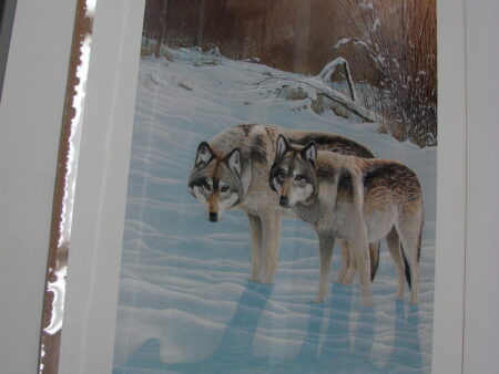 NOS Print Thomas Moen Winter Silence Wolves Pair of Two Wolf