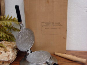 Nordic Ware Scandinavian Krumkake Cookie Iron Black Handles Original Brown Box