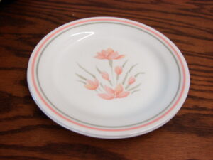 Set/2 Vintage Corning Ware Corelle Peach Floral 7" Salad Bread Butter Plate