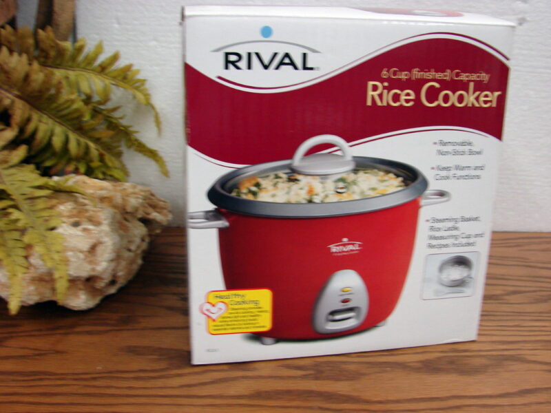 Brand New Electric Rival 6 Cup Rice Cooker in Box Healthy Cooking, Moose-R-Us.Com Antiques Collectibles Log Cabin Decor