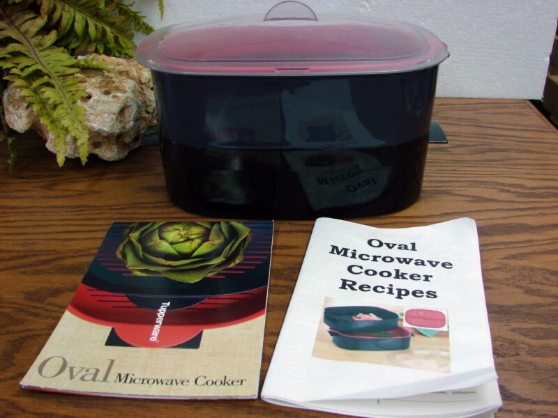 Tupperware Oval Microwave Steamer Cooker 6 Pc w/ Recipe Instruction Book, Moose-R-Us.Com Log Cabin Decor