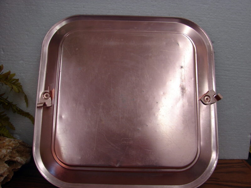 Vintage Rose Copper Pink Aluminum West Bend Large Square Cake Carrier Storage, Moose-R-Us.Com Antiques Collectibles Log Cabin Decor