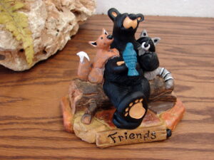 Big Sky Carvers Bearfoot Bears Jeff Fleming Bear Friends Wildlife on Log