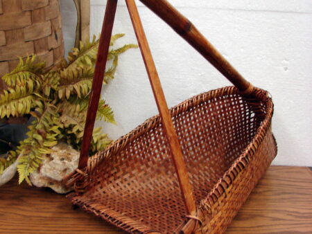 Vintage Philippines Bamboo Woven Fishing Seine Net Basket Hand Held