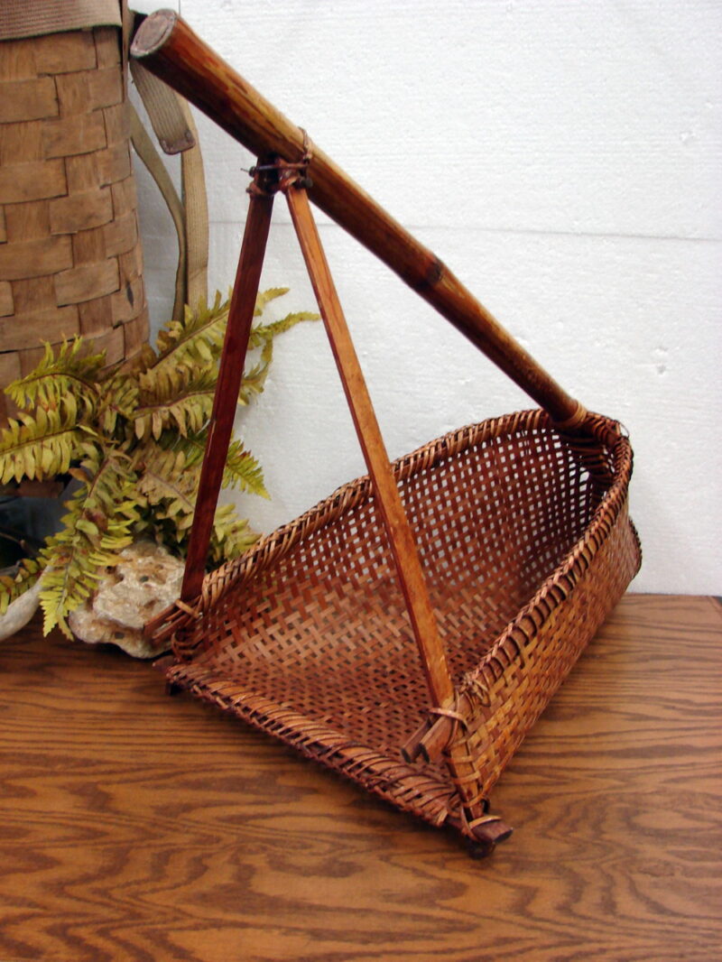 Vintage Philippines Bamboo Woven Fishing Seine Net Basket Hand Held, Moose-R-Us.Com Antiques Collectibles Log Cabin Decor